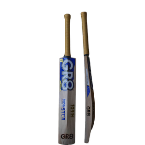 gr8 sports cricket bat for leather ball, back and side blade along with 109m name