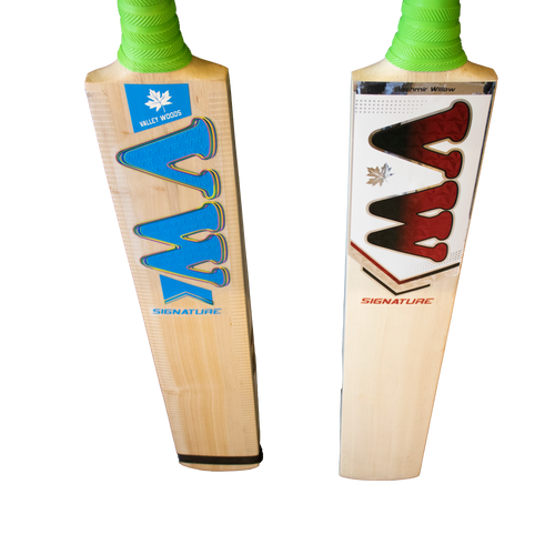 kashmir willow cricket bat for beginners signature bat close view front side of bat